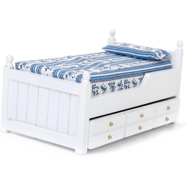 Letto con Cassetto Miniatura 1/12 per Casa delle Bambole di Inzopo