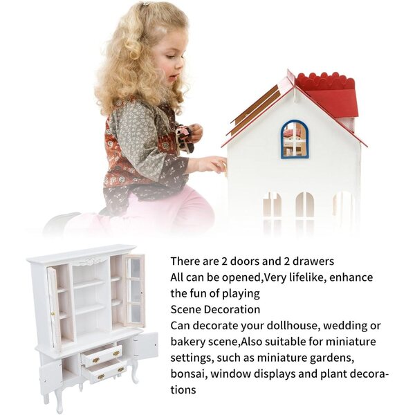 Akozon Armadio Miniatura in Legno con Cassetto e Porta Apribile per Casa delle Bambole 1/12