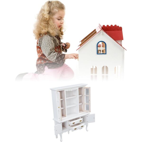 Akozon Armadio Miniatura in Legno con Cassetto e Porta Apribile per Casa delle Bambole 1/12