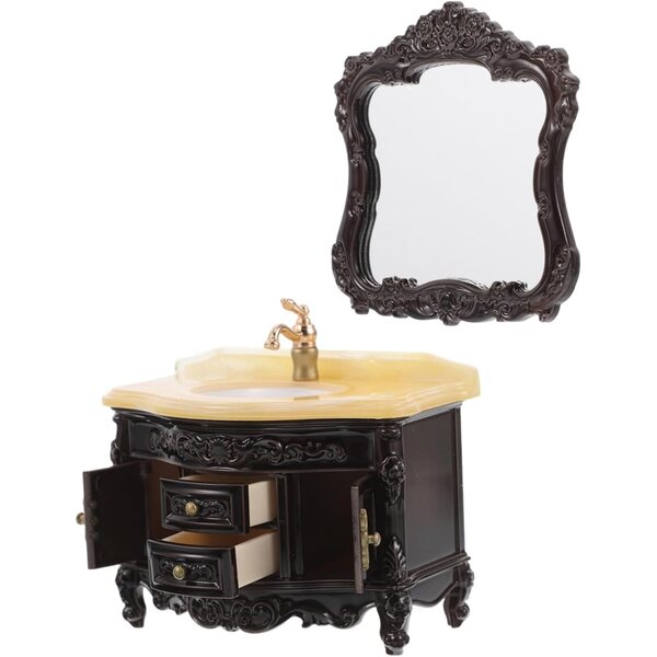 Cabilock Set 2 Miniature Lavabi Bagno Decorativi per Casa delle Bambole Nero