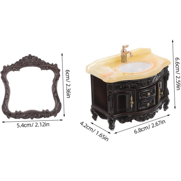 Cabilock Set 2 Miniature Lavabi Bagno Decorativi per Casa delle Bambole Nero