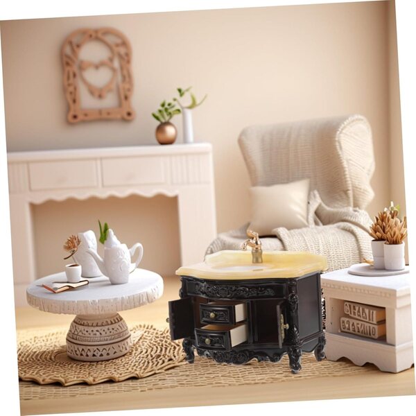 Cabilock Set 2 Miniature Lavabi Bagno Decorativi per Casa delle Bambole Nero