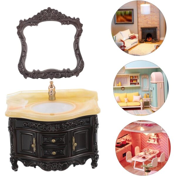 Cabilock Set 2 Miniature Lavabi Bagno Decorativi per Casa delle Bambole Nero
