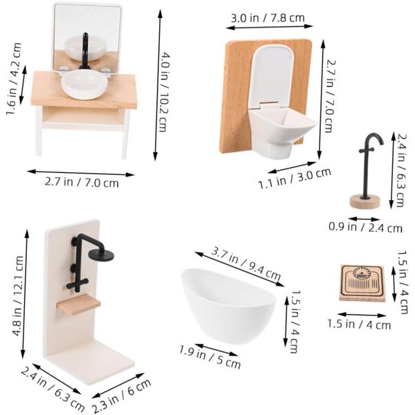1:12 Miniatur-Badezimmermöbel-Set aus Holz und Kunststoff für Puppenhäuser