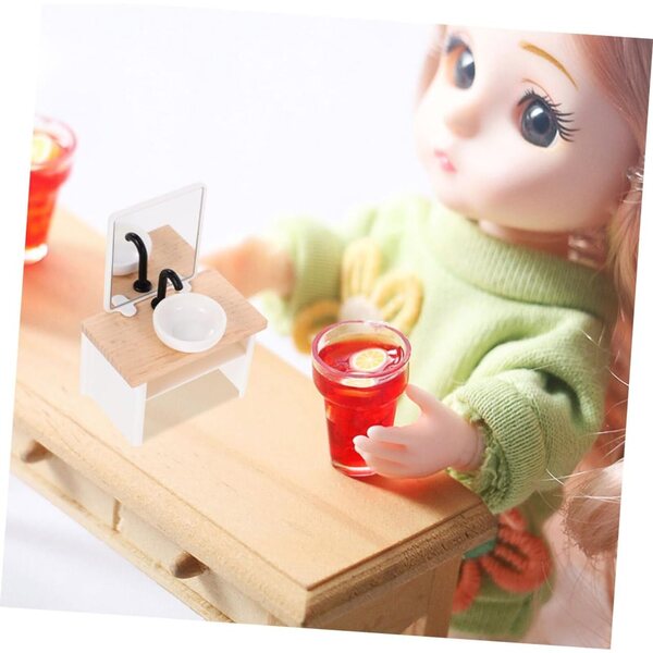 1:12 Miniatur-Badezimmermöbel-Set aus Holz und Kunststoff für Puppenhäuser