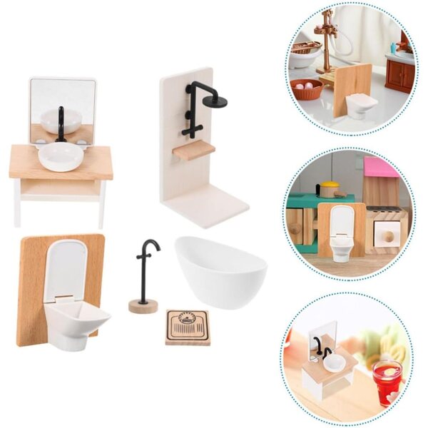 1:12 Miniatur-Badezimmermöbel-Set aus Holz und Kunststoff für Puppenhäuser
