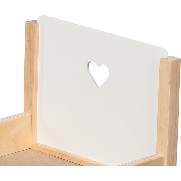 Goki Puppenbett aus Holz mit romantischem Herz – 56,7 x 28,7 x 25,3 cm