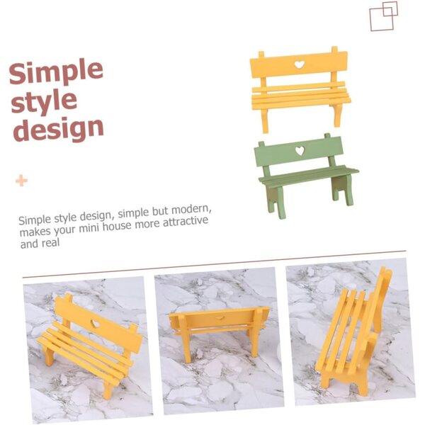 VICASKY Mini Panca in Legno 2pz per Casa delle Bambole e Decorazioni in Miniatura