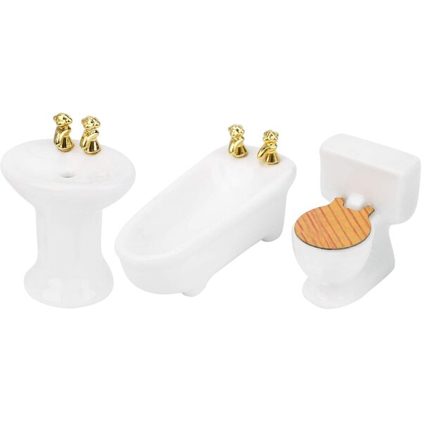 1/24 Keramik-Puppenhaus-Miniatur-Badezimmer-Set, Waschbecken, Badewanne und Toilette in 3 Farben