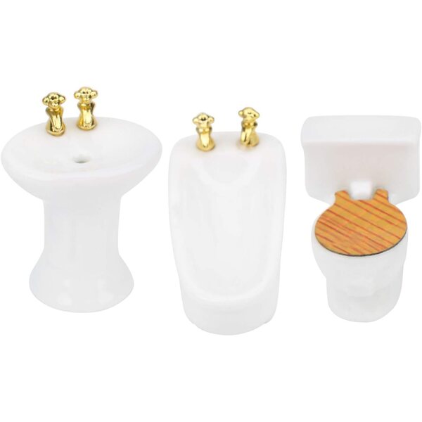 1/24 Keramik-Puppenhaus-Miniatur-Badezimmer-Set, Waschbecken, Badewanne und Toilette in 3 Farben