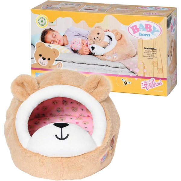 BABY born Lettino Orso Morbido con Tetto a Grotto per Pupazzi fino 43 cm