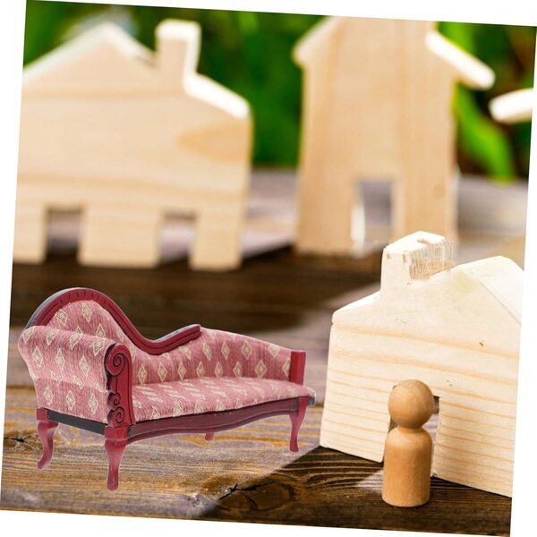 Mini Canapé Decorativo per Casa delle Bambole 1:12 Stile Europeo in Legno