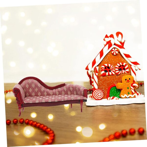 Mini Canapé Decorativo per Casa delle Bambole 1:12 Stile Europeo in Legno