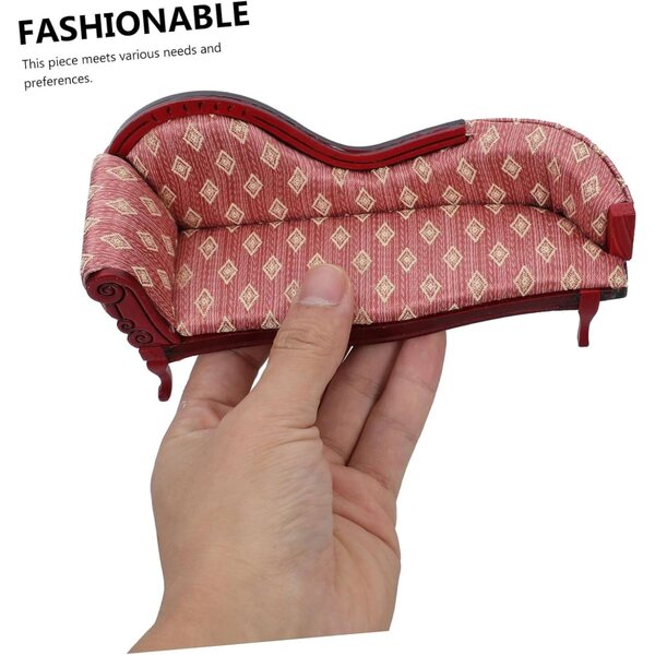 Mini Canapé Decorativo per Casa delle Bambole 1:12 Stile Europeo in Legno