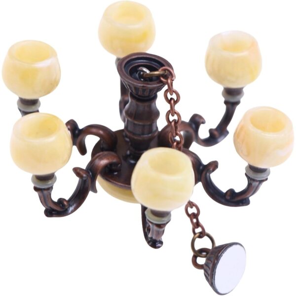 Lustre miniatura realistico in lega per casa delle bambole 1:12, rosso 8,5x5,6x6,4 cm