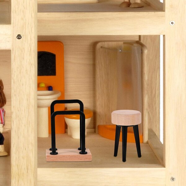 Set 12 Accessori in Legno e Plastica per Casa delle Bambole - Bagno Miniatura 1:12