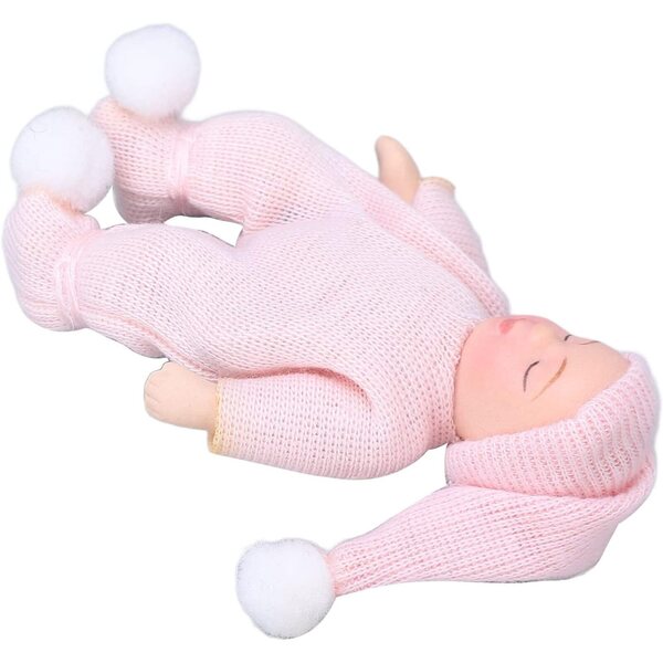 Mini Bambino Porcellana per Case delle Bambole 1:12 con Maglione Rosa - Omquot