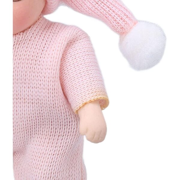 Mini Bambino Porcellana per Case delle Bambole 1:12 con Maglione Rosa - Omquot