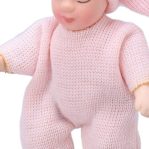 Mini Bambino Porcellana per Case delle Bambole 1:12 con Maglione Rosa - Omquot