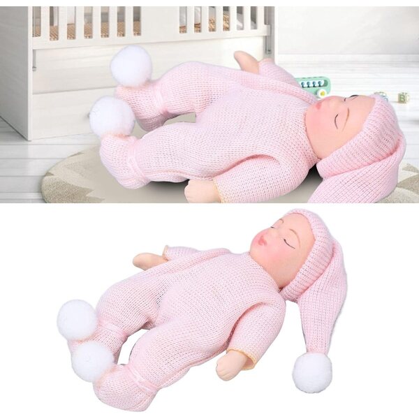 Mini Bambino Porcellana per Case delle Bambole 1:12 con Maglione Rosa - Omquot