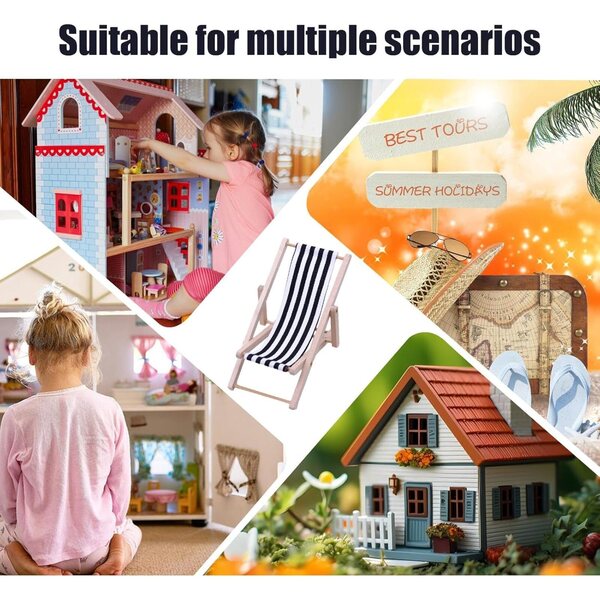 Mini-Klappstuhl aus Holz – Miniatur-Dekor für Haus und Garten