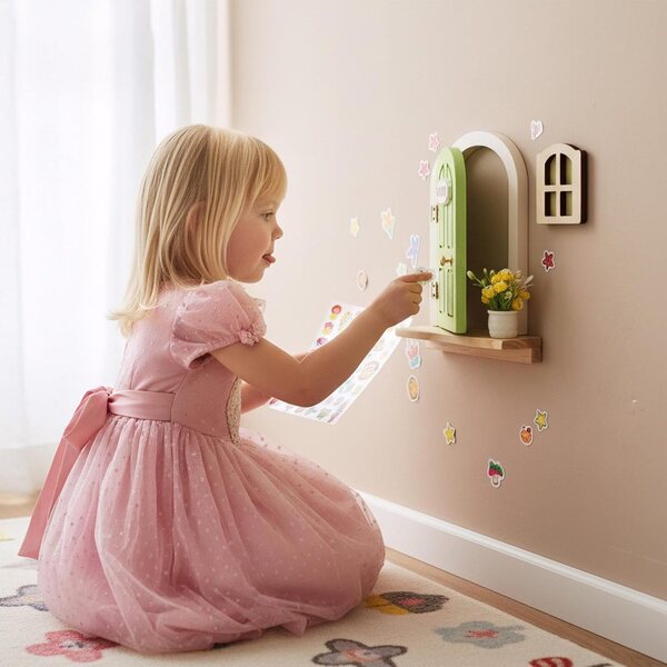 Porta delle Fate in Legno da Parete - Gioiello Decorativo per Camerette Bambini