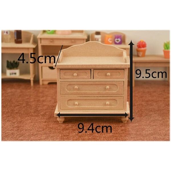 Mobile TV in miniatura 1:12 in legno per casa delle bambole con accessori decorativi