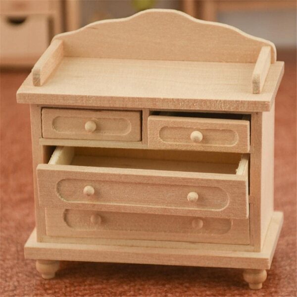 Mobile TV in miniatura 1:12 in legno per casa delle bambole con accessori decorativi