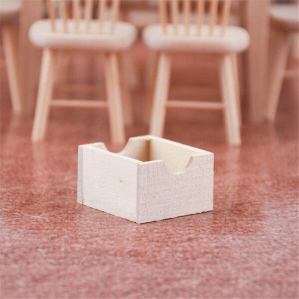 Set 3 Mini Mobili per Casa delle Bambole 1:12 in Legno con Scatole e Accessori