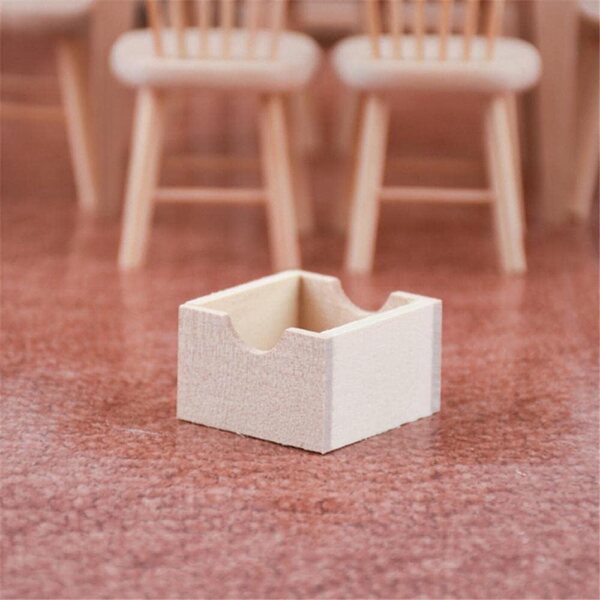 Set 3 Mini Mobili per Casa delle Bambole 1:12 in Legno con Scatole e Accessori