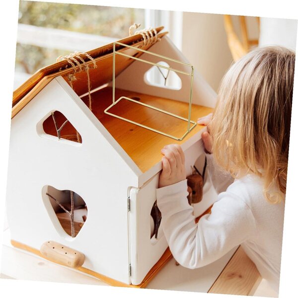 Porta Abiti Miniatura in Metallo Dorato per Casa delle Bambole, Organizer Compatto