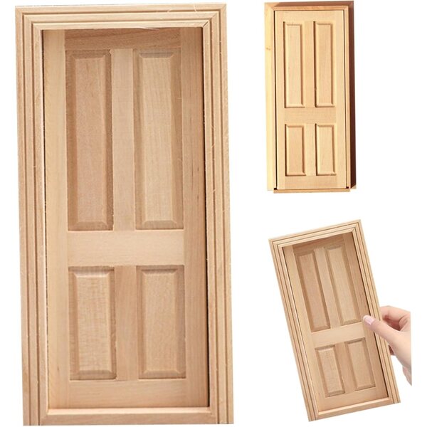 Porta Casa delle Bambole 1:12 in Legno Bianca da Personalizzare - Accessorio Miniatura