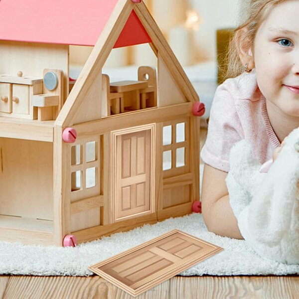 Porta Casa delle Bambole 1:12 in Legno Bianca da Personalizzare - Accessorio Miniatura