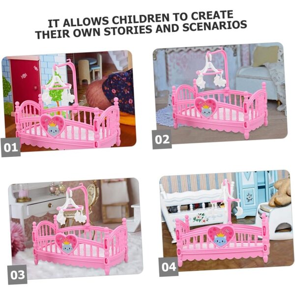 ERINGOGO Letto Mini Rosa per Casa delle Bambole - Mobili in Miniatura Cartone Animato