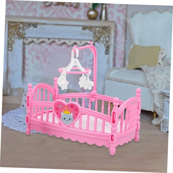 ERINGOGO Letto Mini Rosa per Casa delle Bambole - Mobili in Miniatura Cartone Animato