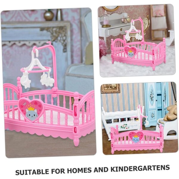 ERINGOGO Letto Mini Rosa per Casa delle Bambole - Mobili in Miniatura Cartone Animato