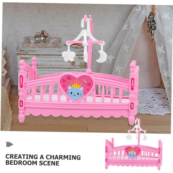 ERINGOGO Letto Mini Rosa per Casa delle Bambole - Mobili in Miniatura Cartone Animato