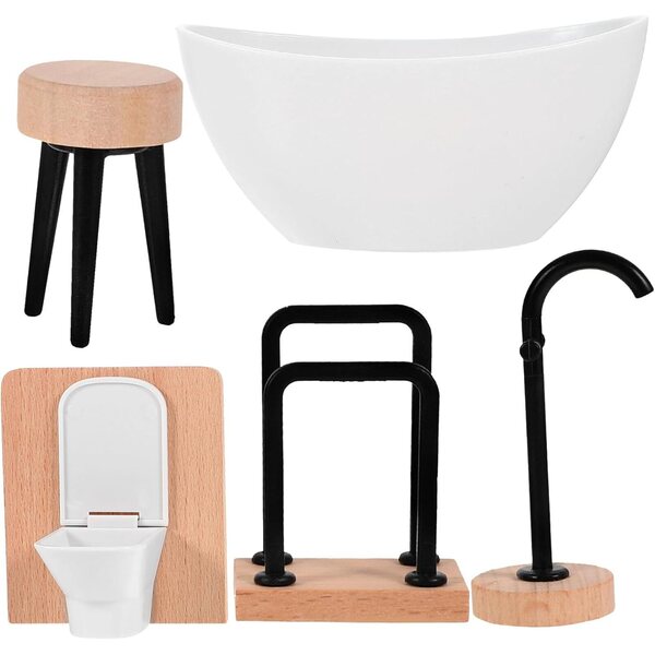 Set 5 Accessori Bagno in Miniatura per Casa delle Bambole - Decorazioni Realistiche
