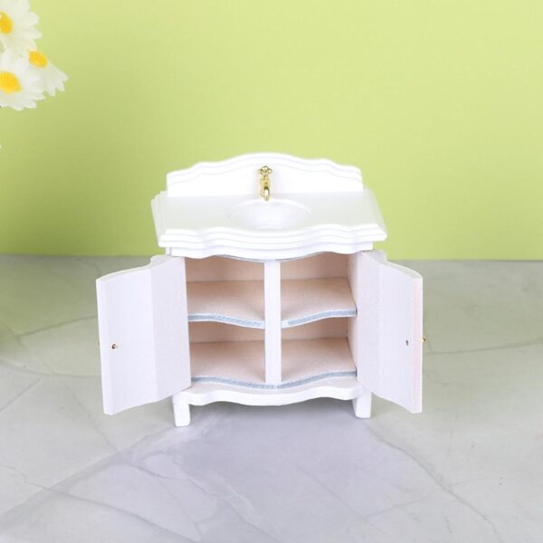 1:12 Miniatur-Holzwaschbecken für Puppenhaus, realistisches und elegantes Design