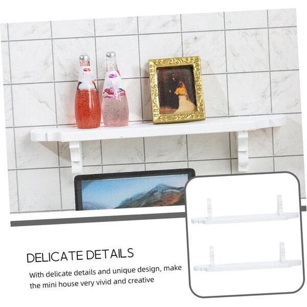 Set 2 Mini Rack in Legno Bianco per Case delle Bambole - Decorazioni Miniature