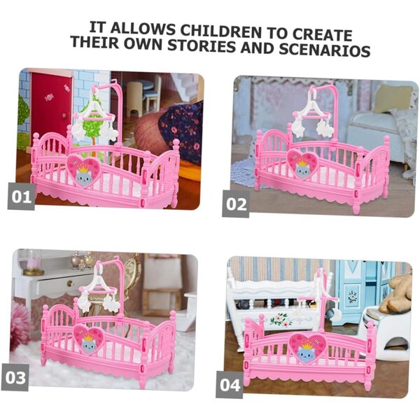 Letto Giocattolo in Miniatura Rosa per Case delle Bambole, Set Fai da Te e Accessori Decorativi