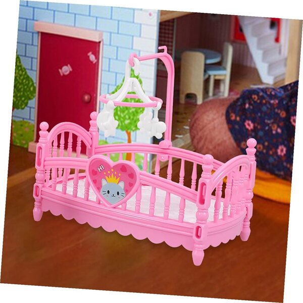 Letto Giocattolo in Miniatura Rosa per Case delle Bambole, Set Fai da Te e Accessori Decorativi