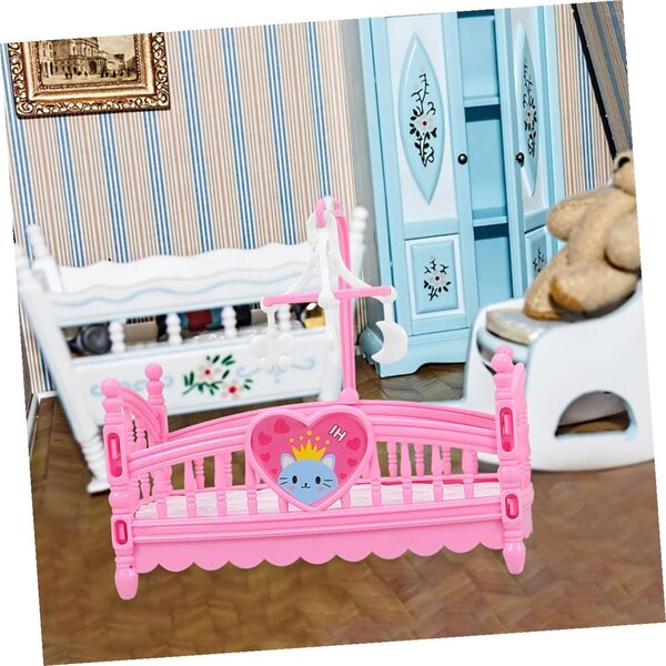 Letto Giocattolo in Miniatura Rosa per Case delle Bambole, Set Fai da Te e Accessori Decorativi