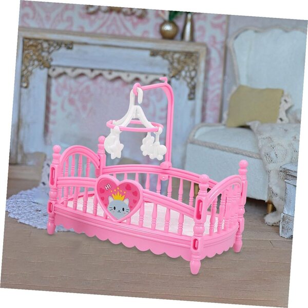 Letto Giocattolo in Miniatura Rosa per Case delle Bambole, Set Fai da Te e Accessori Decorativi