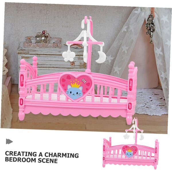 Letto Giocattolo in Miniatura Rosa per Case delle Bambole, Set Fai da Te e Accessori Decorativi
