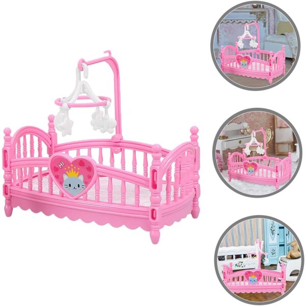 Letto Giocattolo in Miniatura Rosa per Case delle Bambole, Set Fai da Te e Accessori Decorativi
