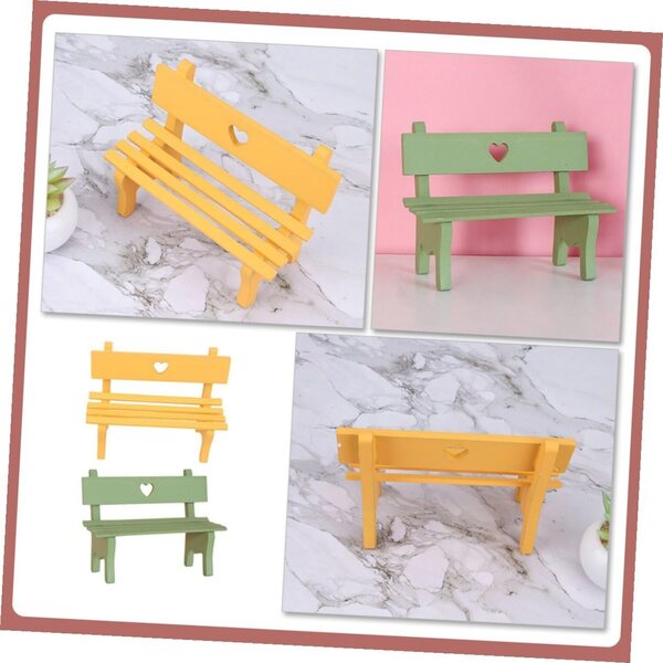 Mini Panca Decorativa in Legno 2 Pezzi per Mini Casa e Giardino, Design Realistico