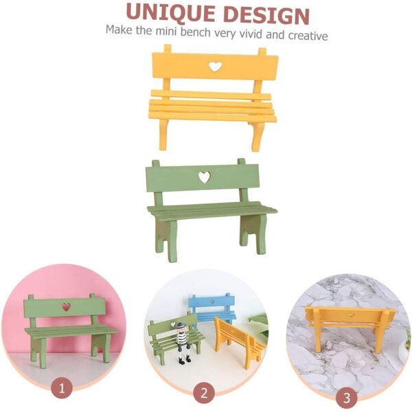 Mini Panca Decorativa in Legno 2 Pezzi per Mini Casa e Giardino, Design Realistico
