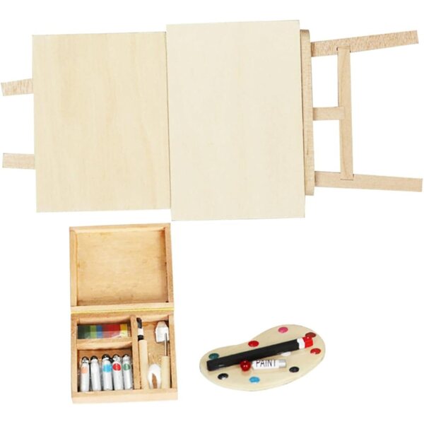 ERINGOGO Mini Set di Mobili Artistici per Casa delle Bambole con Cavalletto e Tavolo Disegno