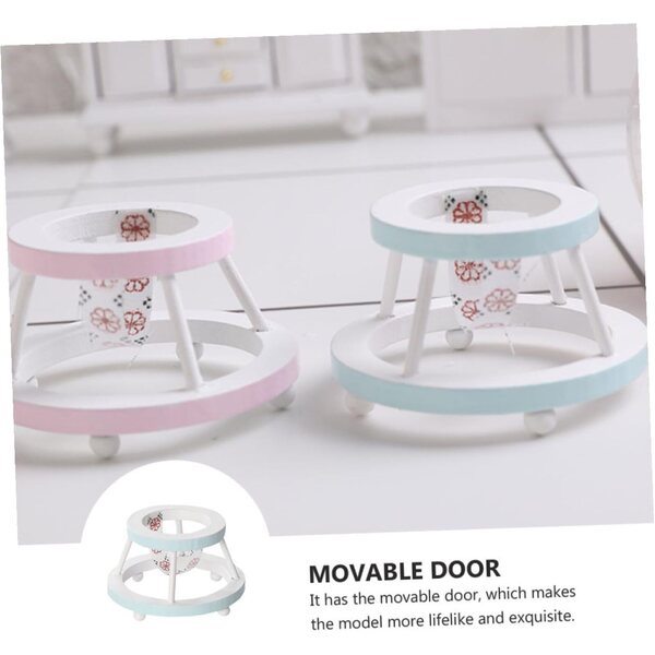 VICASKY Mini Girello in Legno per Casa delle Bambole, Accessorio Decorativo Portatile